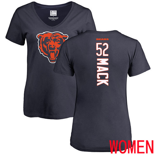 Chicago Bears Navy Blue Women Khalil Mack Backer NFL Football #52 T Shirt